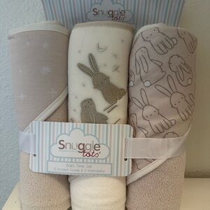 Kids Hooded Bath Towel Set - Beige Bunny (3-Pack)